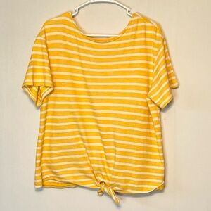 Old Navy Women's Striped Cotton Terry Cloth Short Sleeve Shirt Knot Tie Size L.